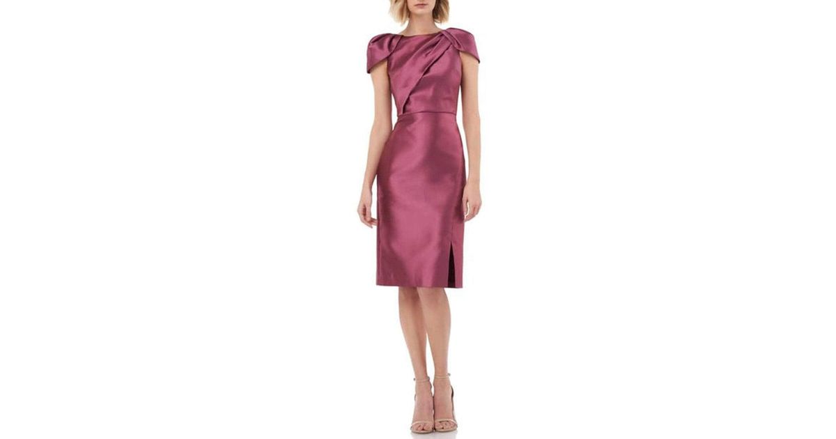 Kay Unger 5511122 Pleated Cap Sleeve Knee-length Dress | Lyst