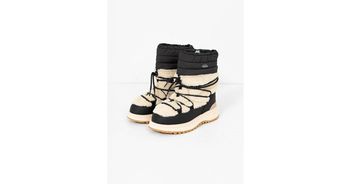 Suicoke Bower-ab Hi Fur Boots Black & Beige