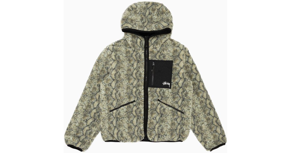 Stussy Snake Jacquard Sherpa Jacket Grey in Green for Men | Lyst