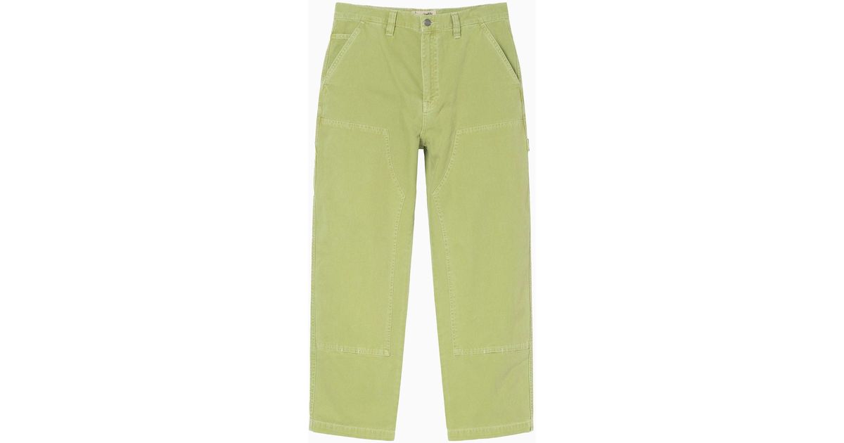 Stussy Stone Washed Canvas Work Pant Lime in Green for Men | Lyst