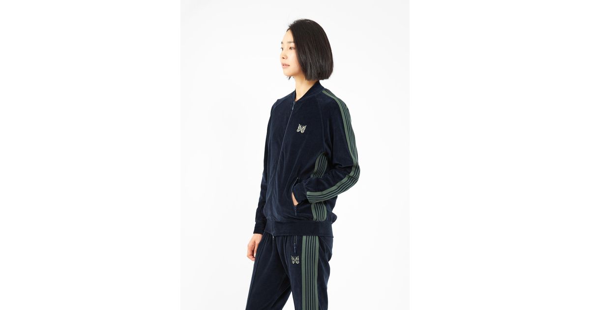 Needles Velour Track Jacket Navy in Blue | Lyst