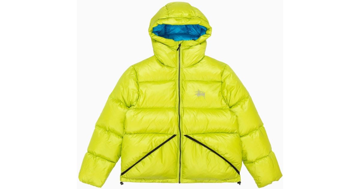 Stussy Micro Ripstop Down Puffer Jacket Lime in Yellow for Men | Lyst