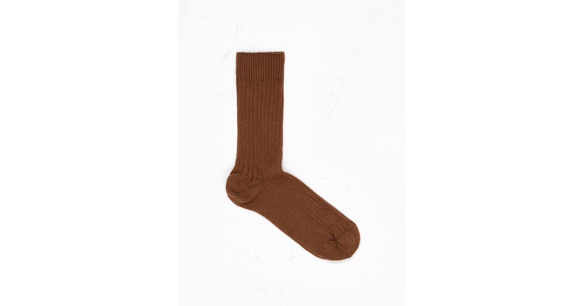 Baserange Rib Ankle Socks Brown Lyst