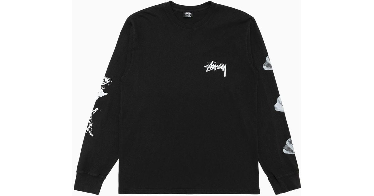 Stussy Cotton Angels Pigment Dyed Long Sleeve Tee Black for Men | Lyst