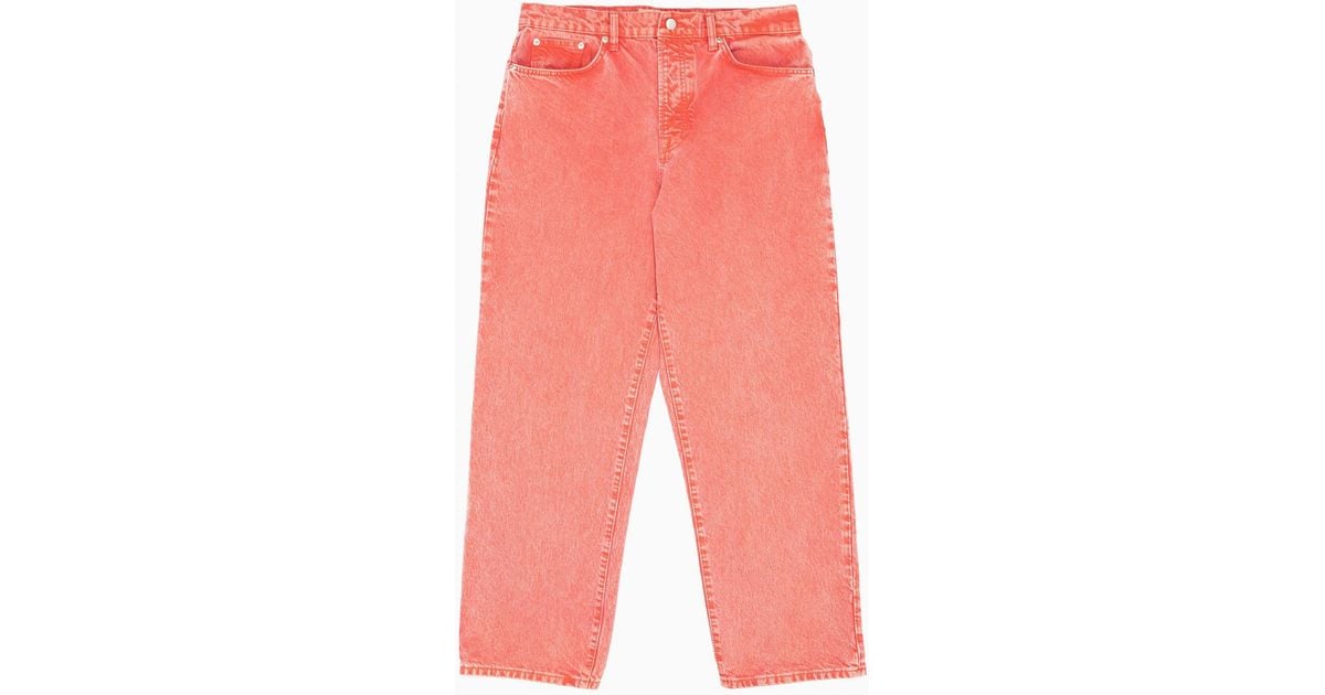 Stussy Men's Pink Double Dye Big Ol' Jeans Faded Red