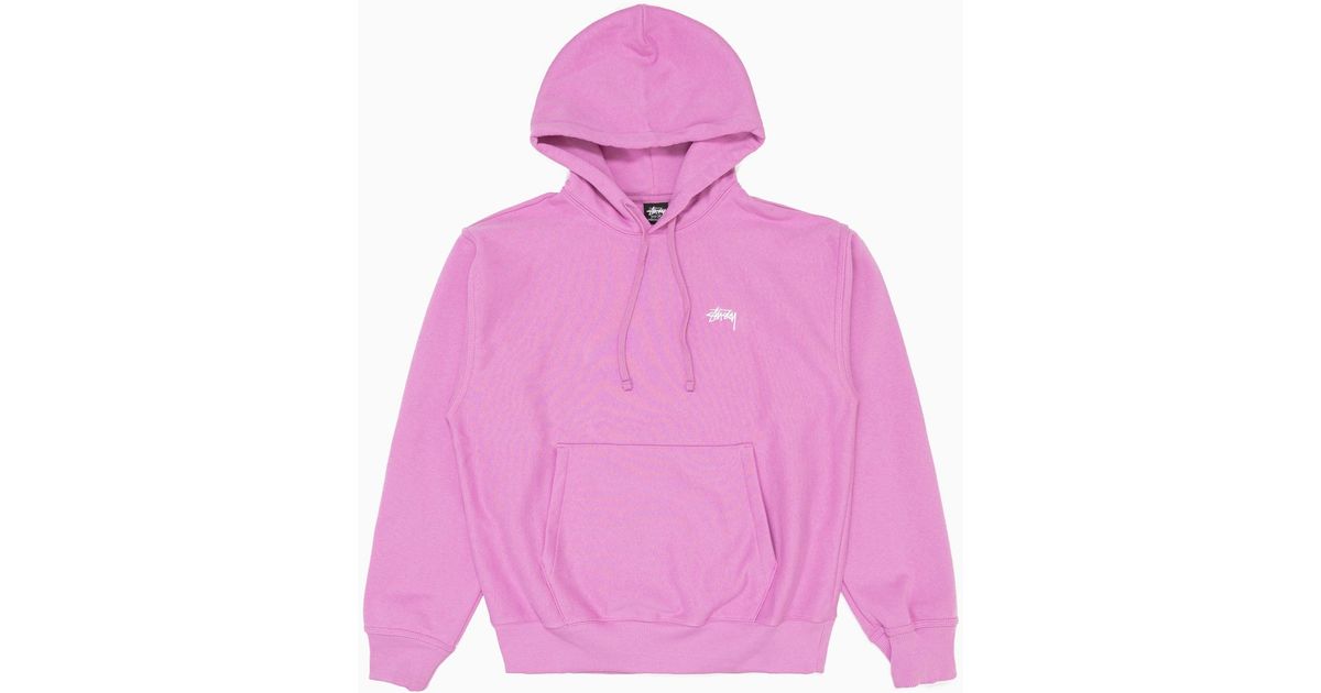 Stussy Stock Logo Hoodie Violet in Pink for Men | Lyst