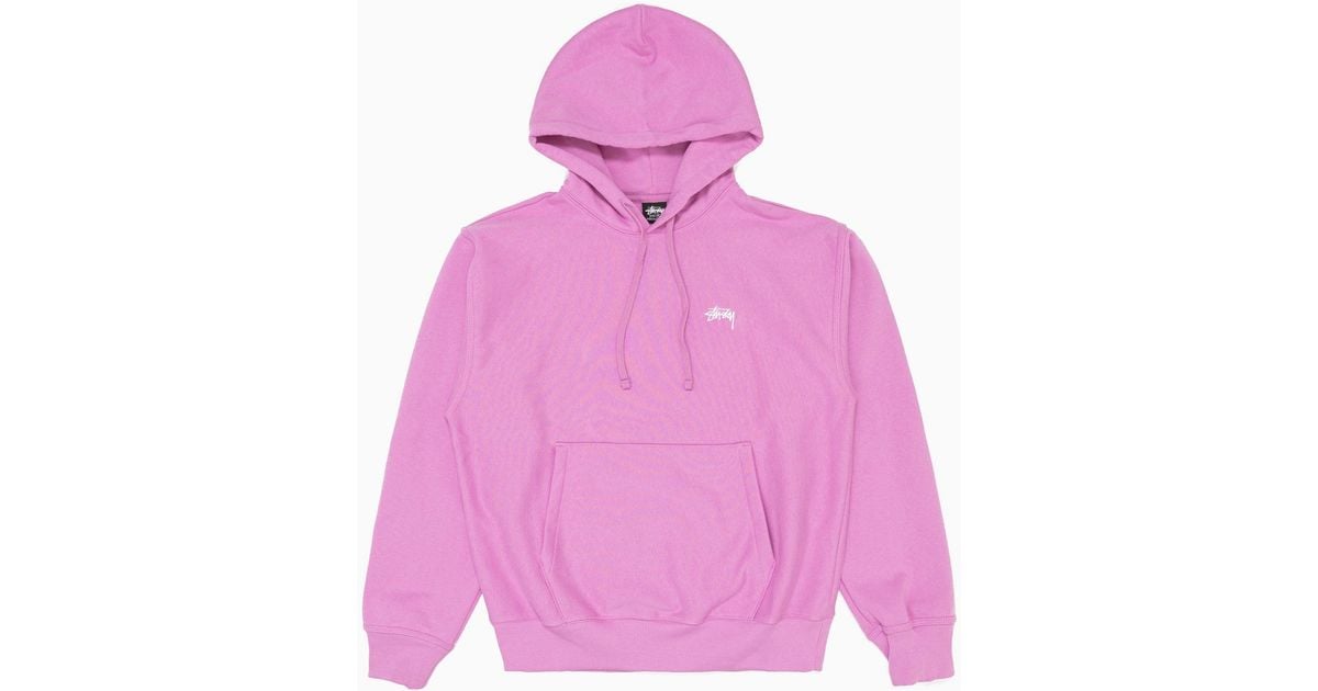 Stussy Stock Logo Hoodie Violet in Pink for Men | Lyst