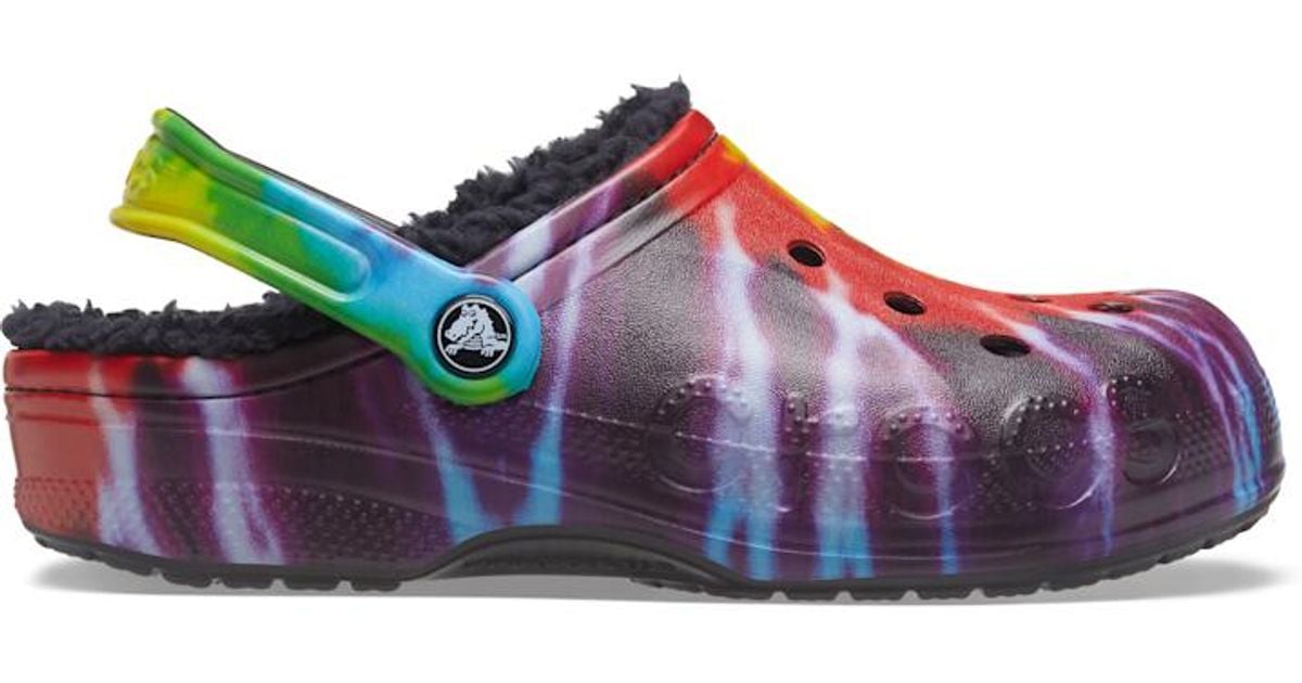 Crocs™ Baya Lined Tiedye Graphic Clog in Black Lyst