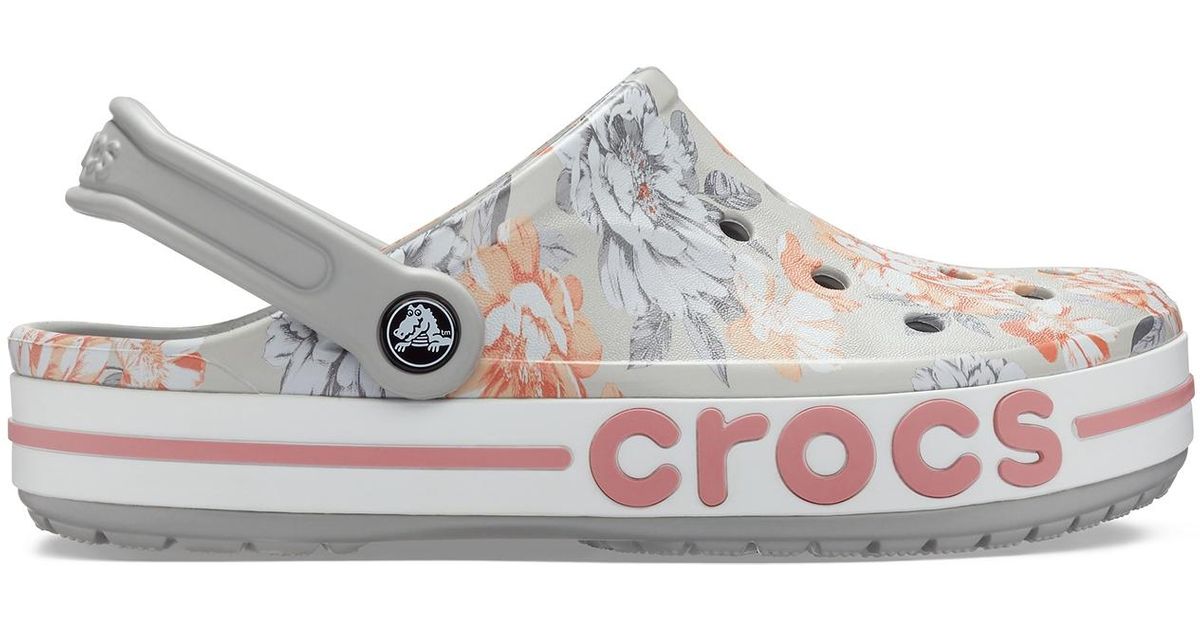 Crocs™ Light Grey/floral Bayaband Seasonal Printed Clog in Gray | Lyst