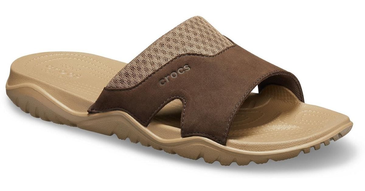 crocs swiftwater leather slide