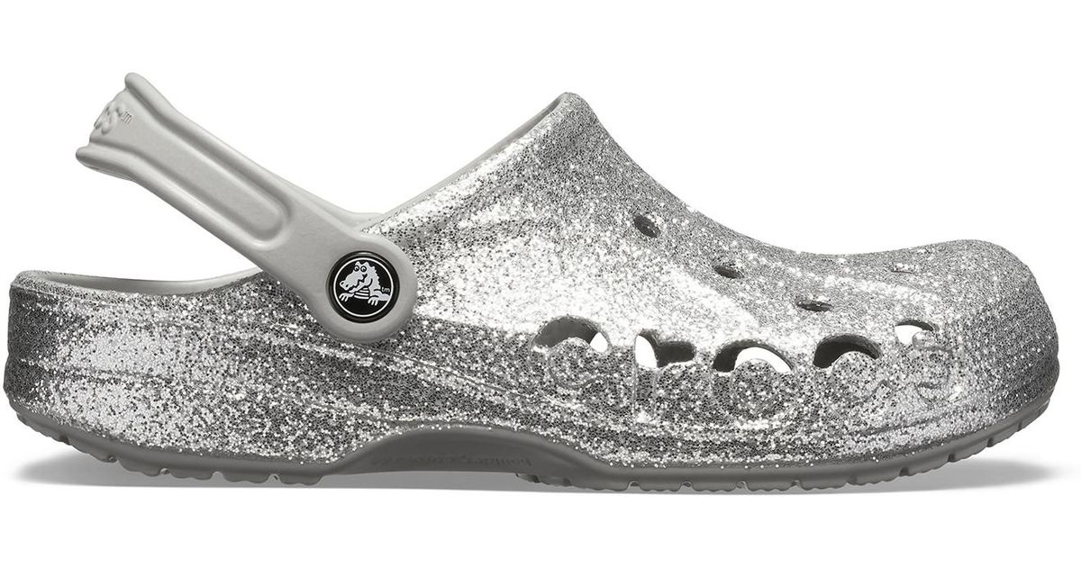 Crocs™ Silver Baya Glitter Clog in 
