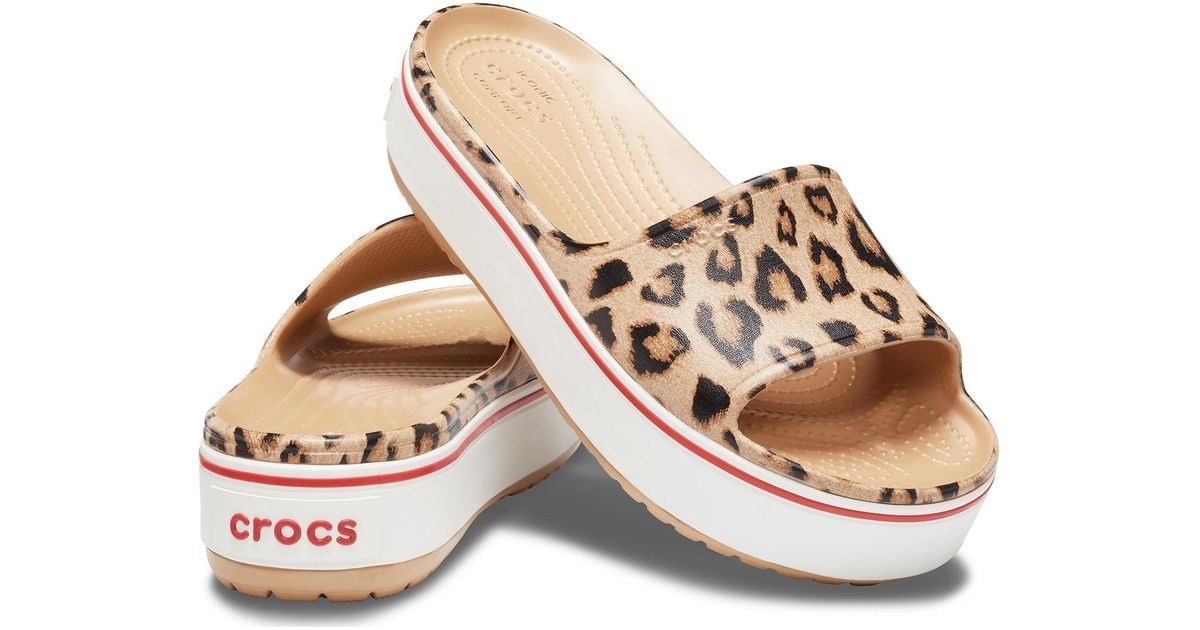leopard platform crocs