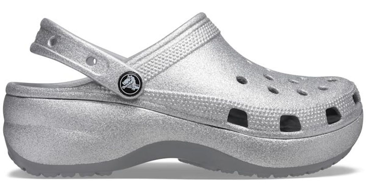 Crocs™ Classic Platform Glitter Clog in Gray | Lyst