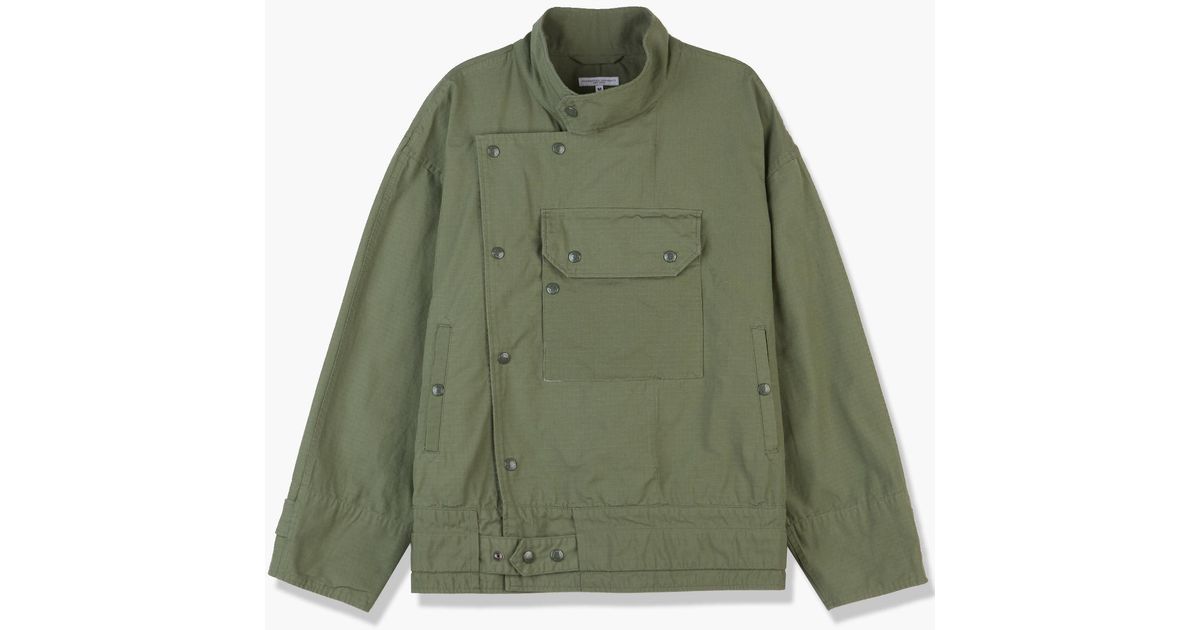 Engineered Garments Moto Jacket Cotton Ripstop in Olive (Green) for Men ...
