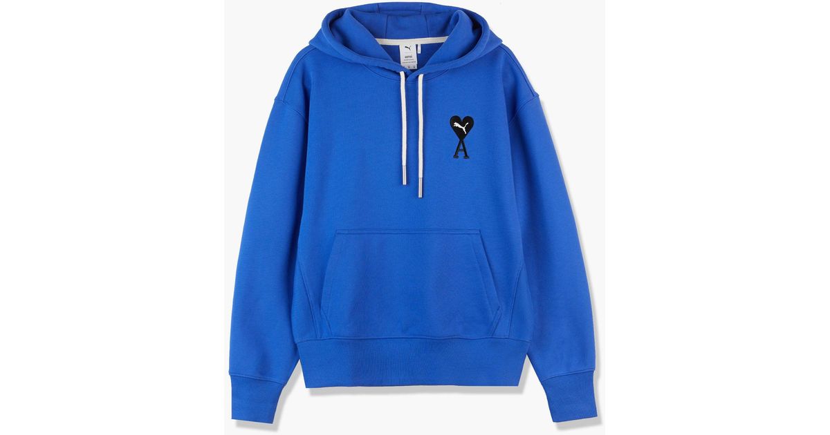 PUMA Cotton X Ami Paris Hoodie Dazzling in Blue for Men | Lyst
