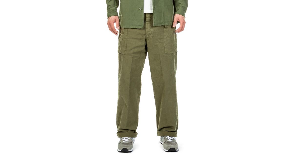 orslow-cotton-cargo-pants-hbt-green-for-men-lyst-uk