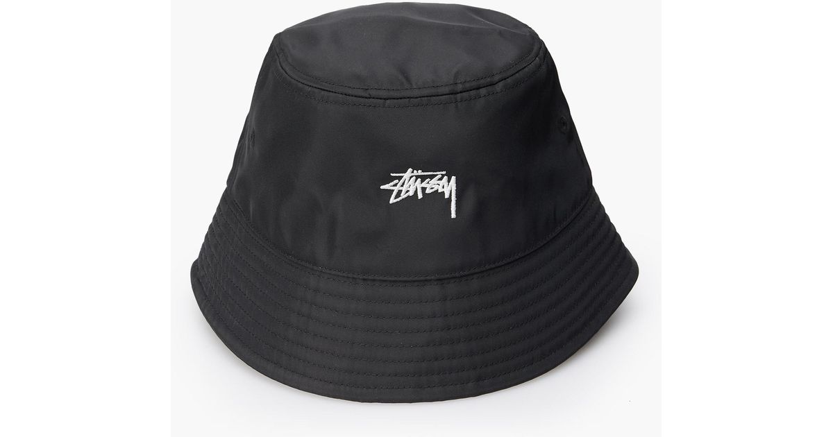 Stussy Satin Nylon Deep Bucket Hat in Black for Men - Lyst