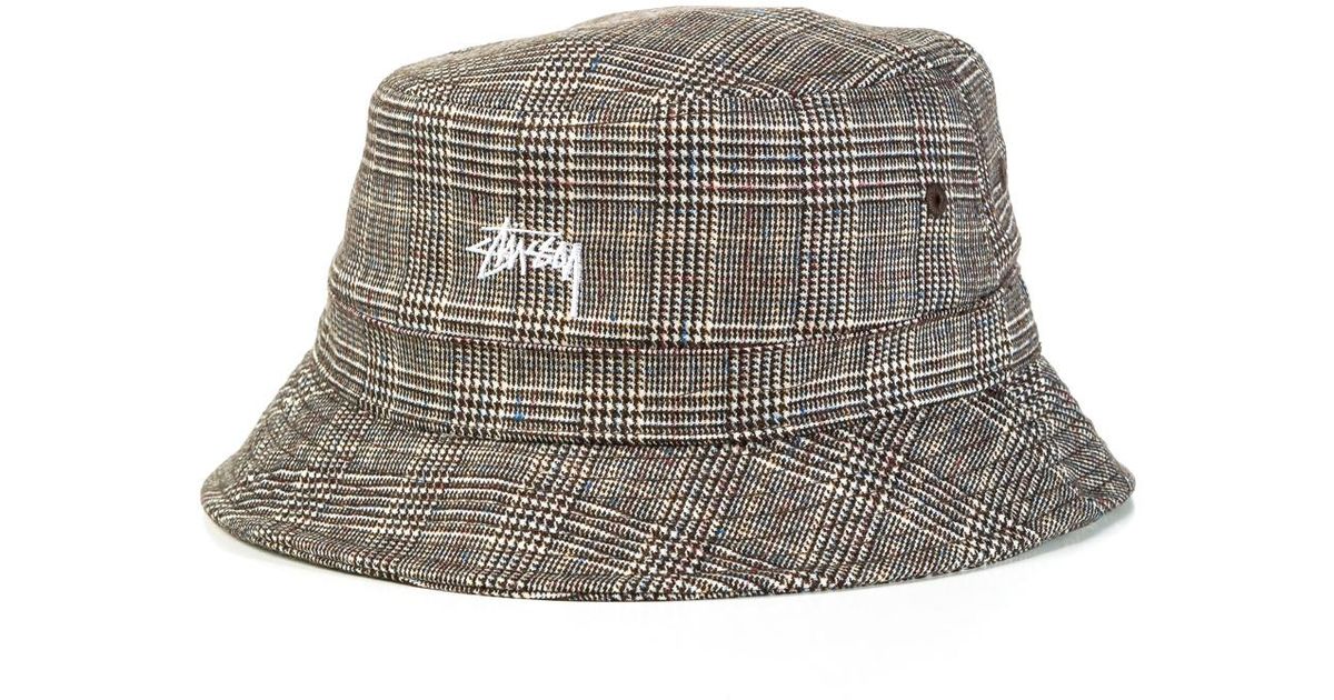 stussy glen plaid bucket hat