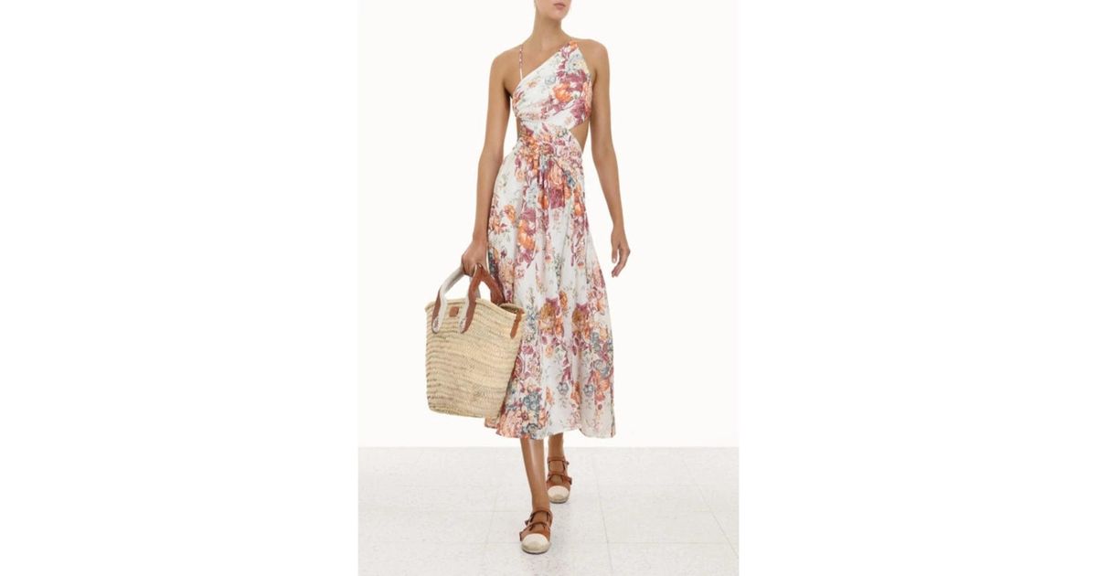 Zimmermann Linen Pattie Asymmetric Dress | Lyst