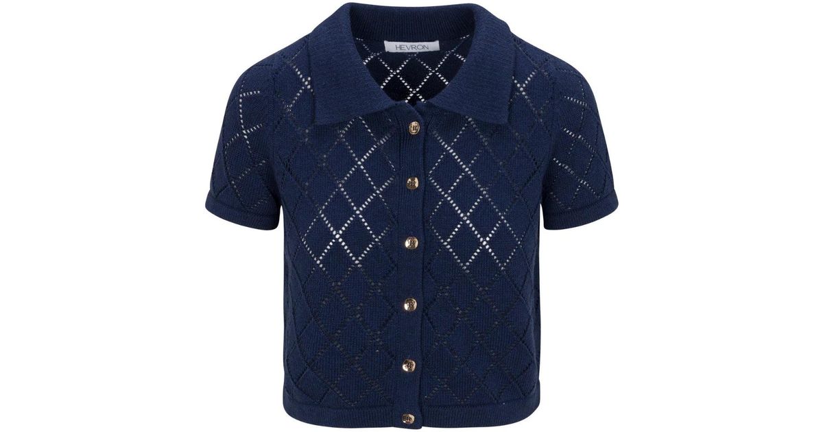 Hevron Arlet Cardigan in Blue | Lyst