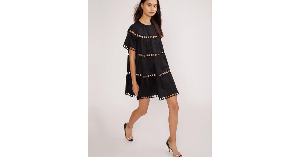 cynthia rowley black postcard eyelet dress