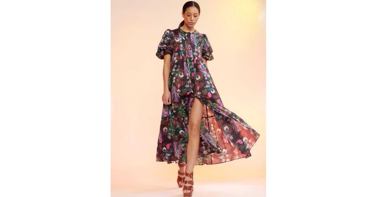 Cynthia Rowley Coral Print Voile Dress | Lyst