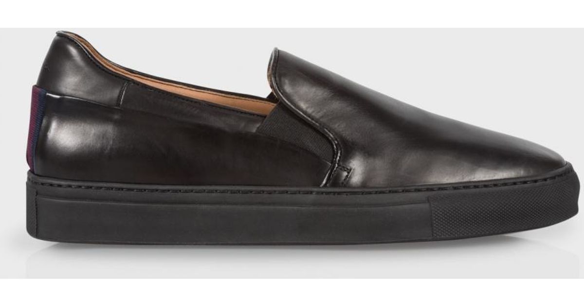 mens black leather slip ons