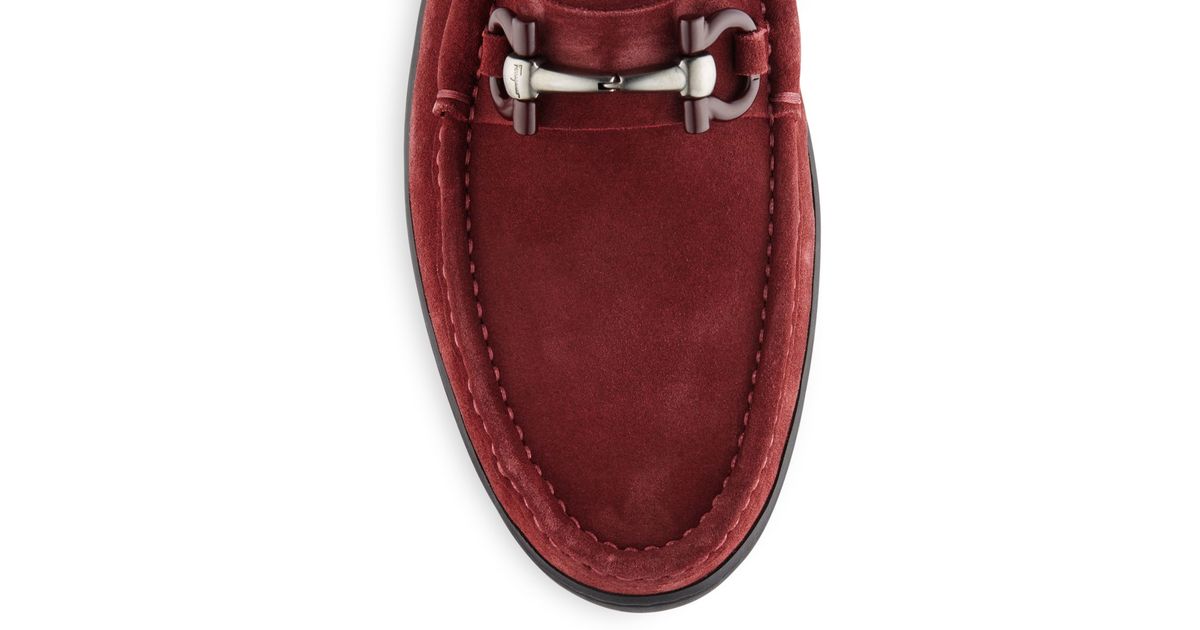 Ferragamo Memphis Suede Loafers in Red for Men | Lyst