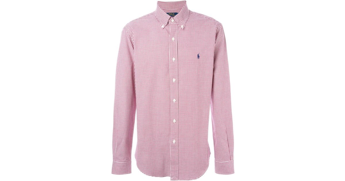 Ralph Lauren Classic Fit Gingham Check Long Sleeve Button Down Check Shirt Men's Size L cotton blue type Vintage Second Hand