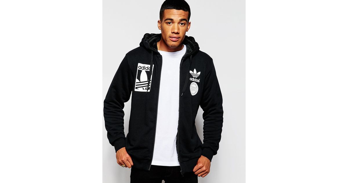 black adidas originals zip hoodie
