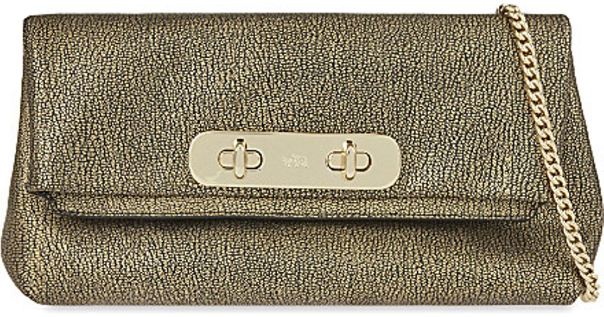 Lyst Coach Swagger Metallic Leather Clutch Bag In