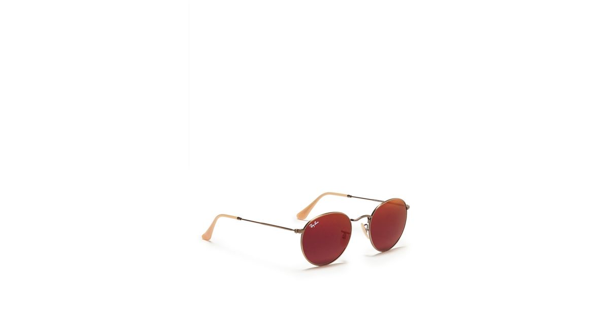 ray ban round red mirror
