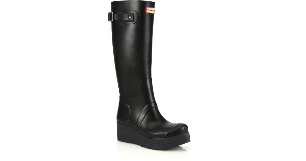 hunter wedge rain boots