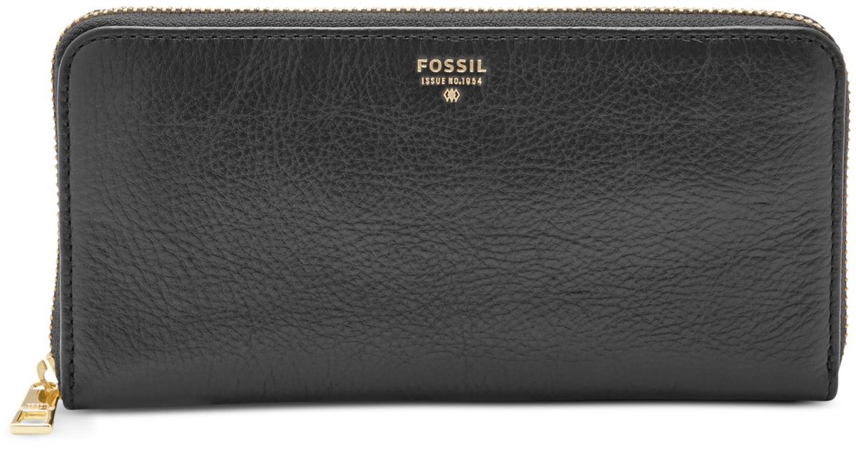 Fossil Sydney Leather Zip Around Wallet in Black Lyst