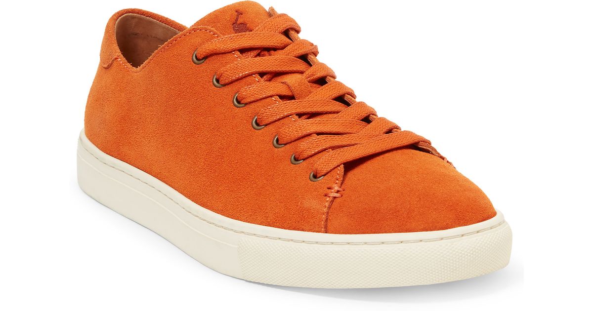 orange suede sneakers