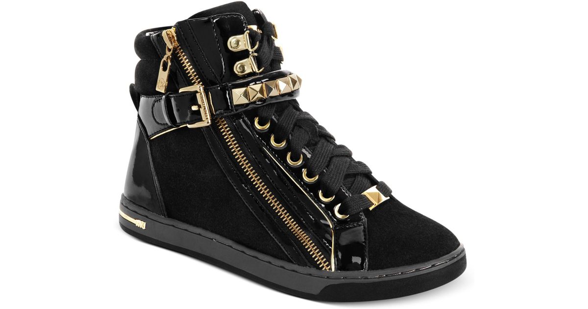 Michael Kors Michael Glam Studded High Top Sneakers in Metallic | Lyst