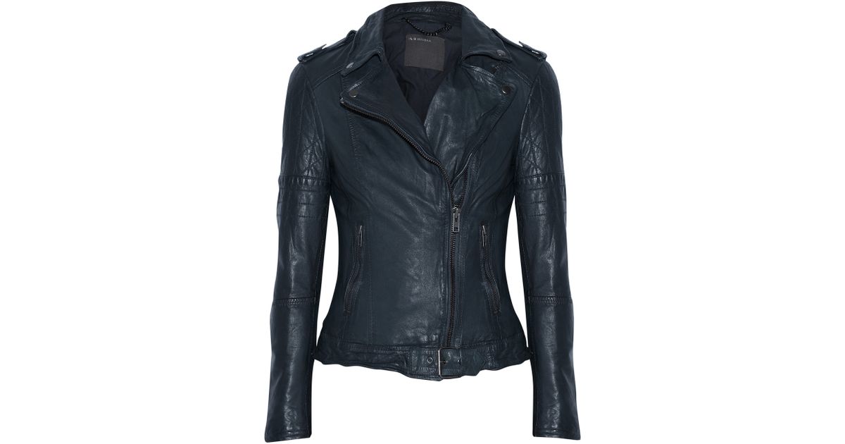 Lyst Muubaa Nido Quilted Leather Biker Jacket In Blue