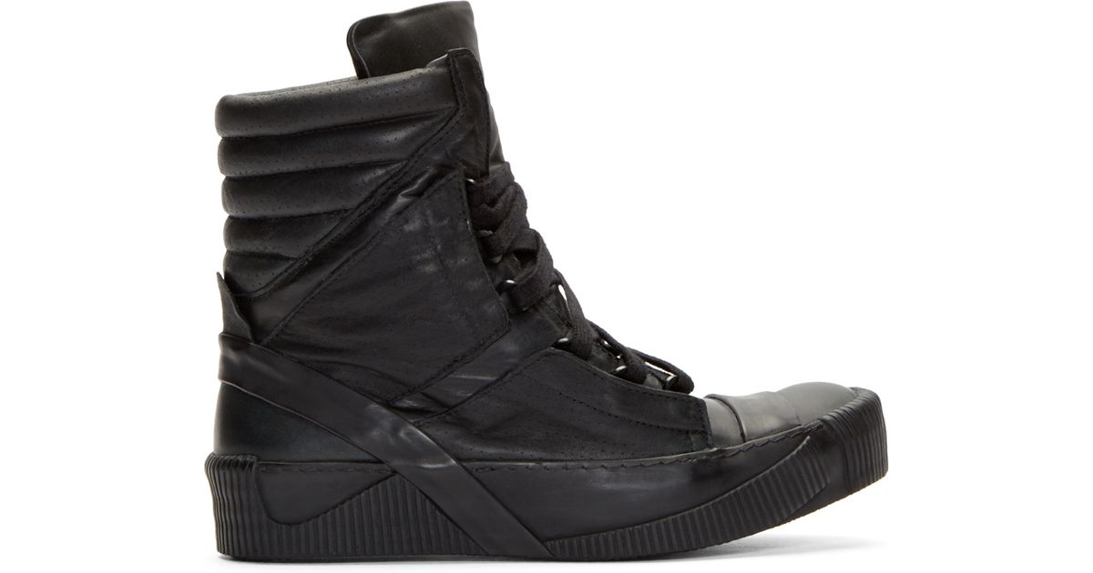 Boris Bidjan Saberi Black Calf Leather Bamba 4 Sneakers for Men | Lyst