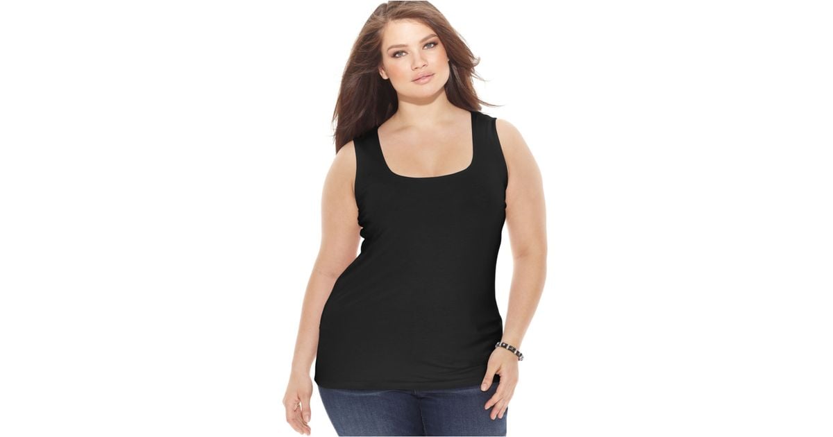 Inc international concepts Plus Size Squareneck Tank Top, Only At Macy
