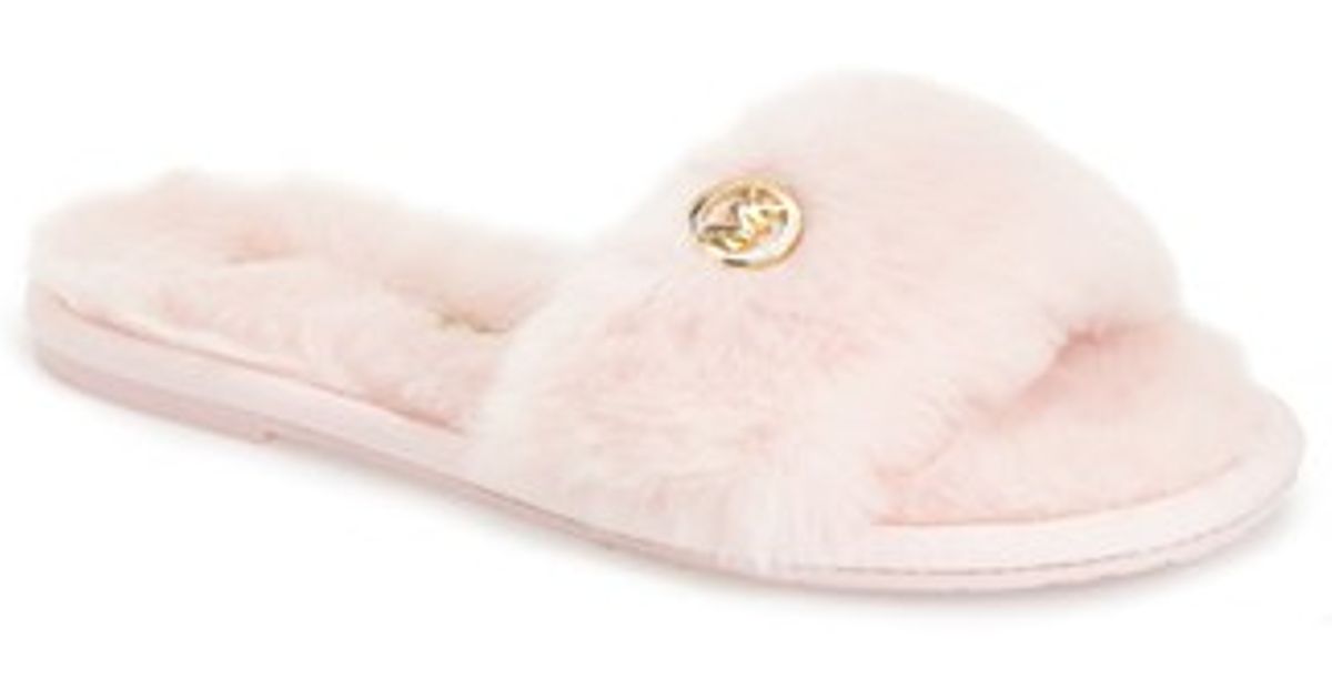 michael kors fur slippers