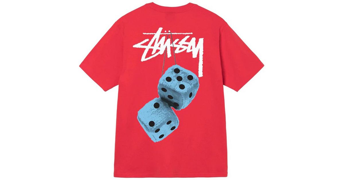 Stussy Fuzzy Dice Tshirt Red In Cotton for Men Lyst
