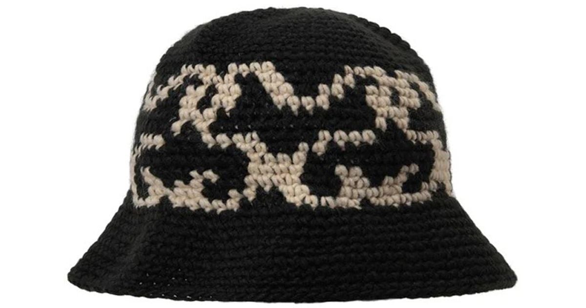 Stussy Ss Knit Bucket Hat Black In Acrylic | Lyst