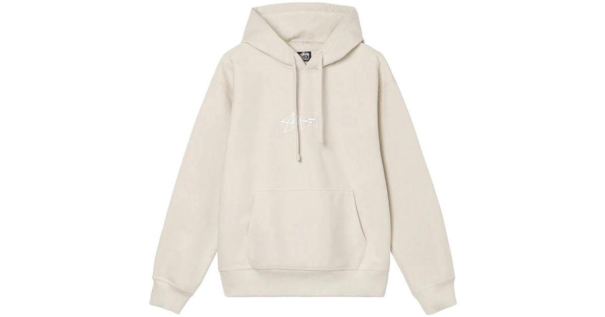 Stussy Stock Logo Applique Hoodie Cream In Cotton in White for Men
