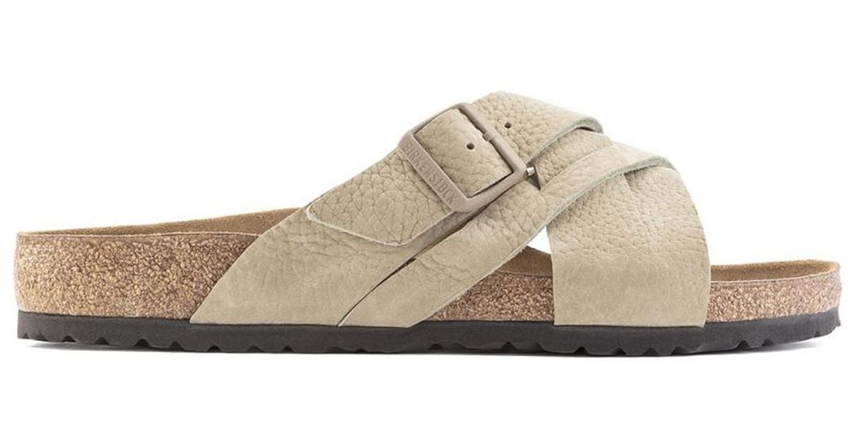 lugano oiled leather slide sandals
