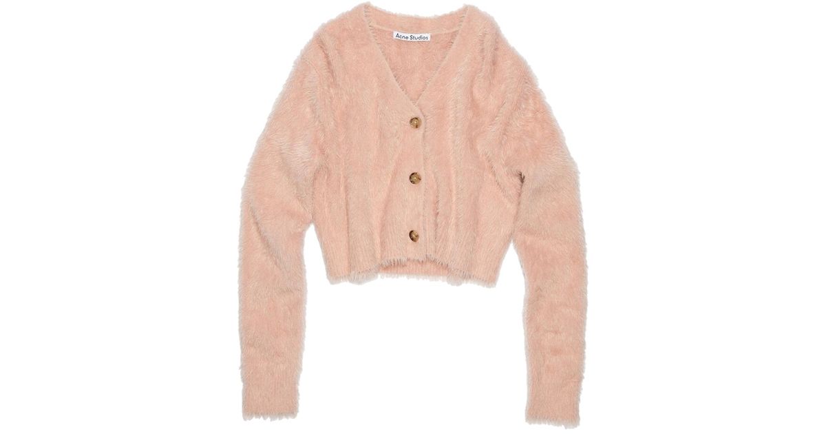 Acne Studios Fluffy Cardigan Pink In Nylon Lyst