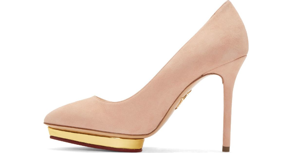 blush pink suede pumps