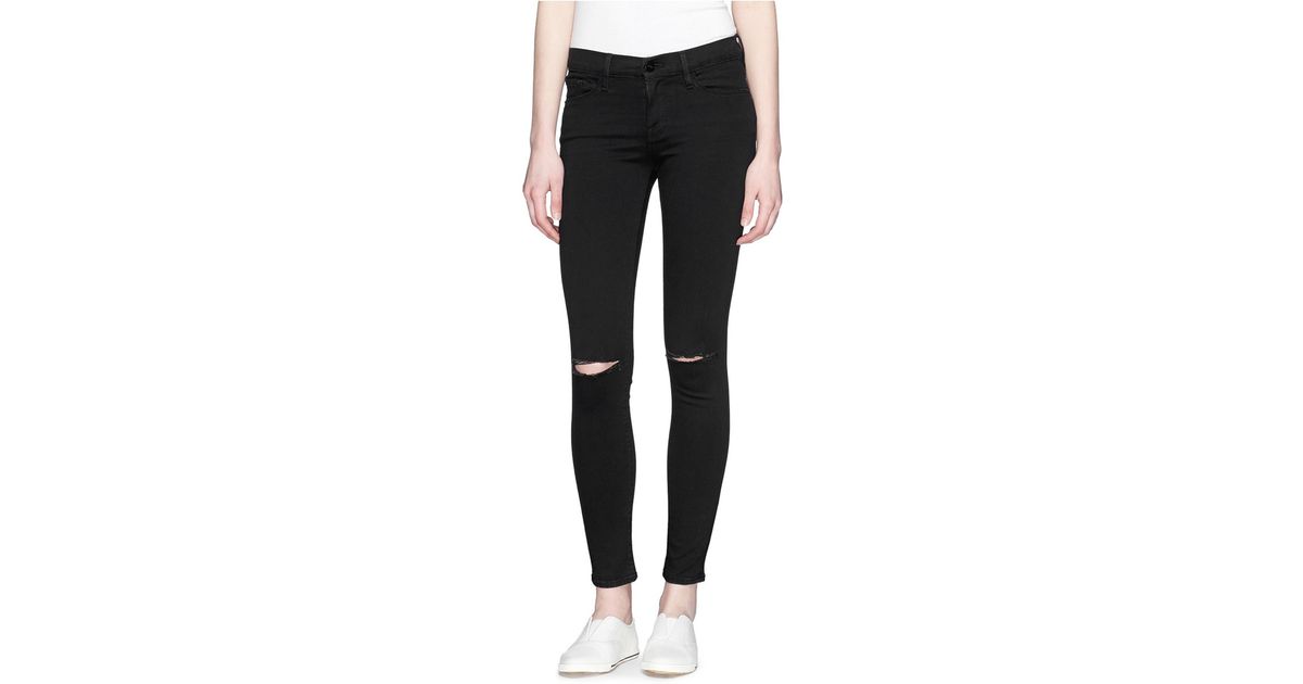 frame black ripped jeans