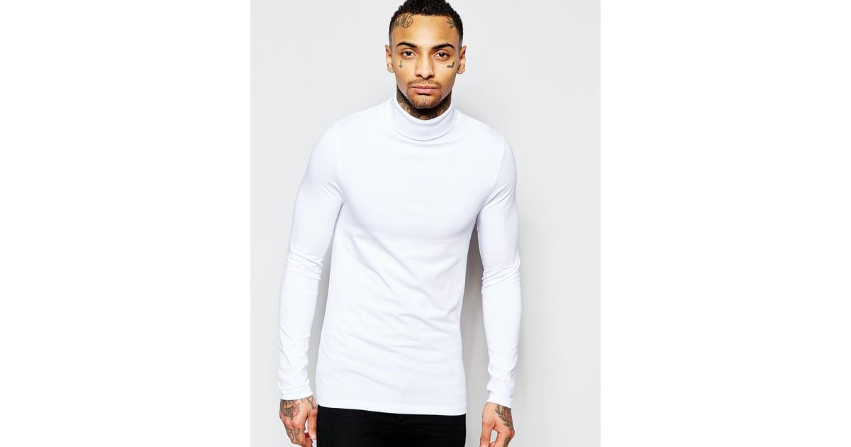white long sleeve roll neck