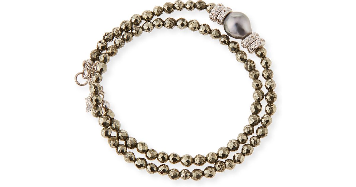 Lyst - Armenta New World Tahitian Pearl & Diamond Wrap Bracelet in