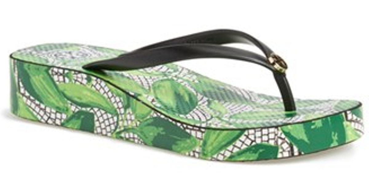 tory burch green flip flops